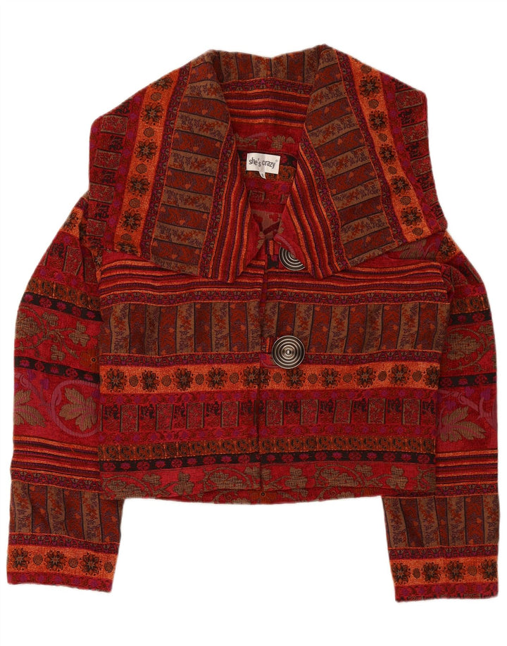 SHE'S CRAZY Ženska kratka prevelika jakna US 2 XS Bordo cvjetni