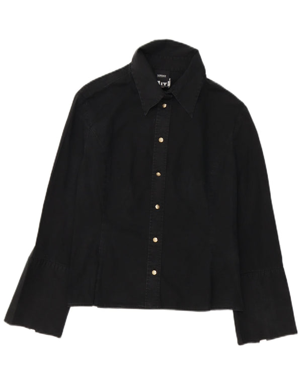 Versace Womens Formal Shirt UK 10 Small Black