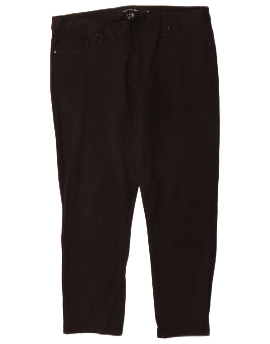 CALVIN KLEIN Ženske uske ležerne hlače US 12 Large W30 L26 crna viskoza