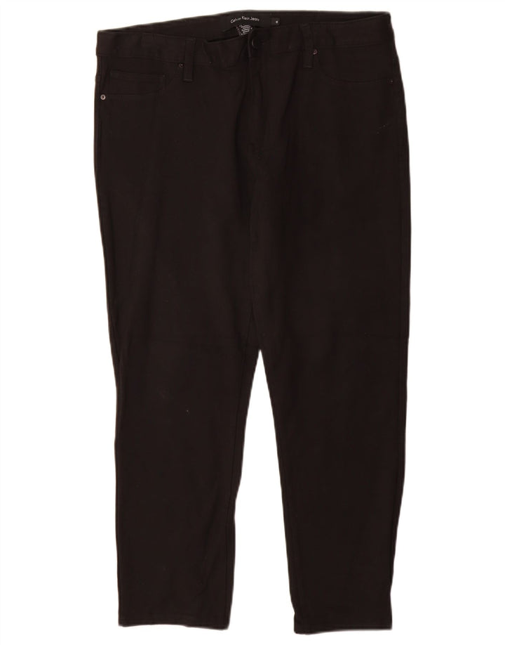 CALVIN KLEIN Ženske uske ležerne hlače US 12 Large W30 L26 crna viskoza