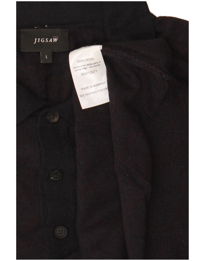 Jigsaw muški pulover s polo izrezom, veliki crni vuneni