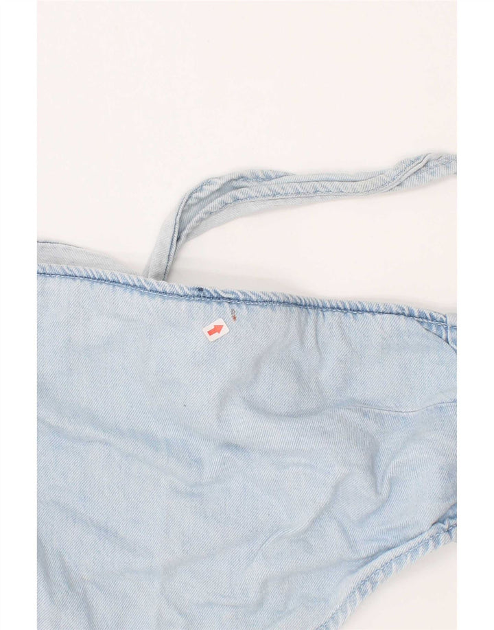 Zara ženski crop top od trapera srednje plave boje