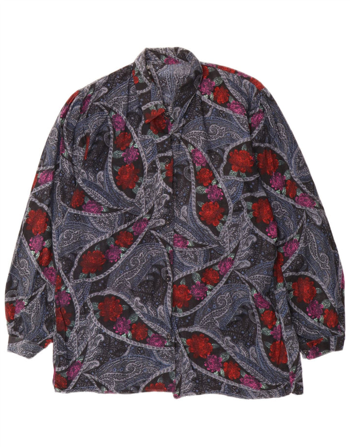 VINTAGE Ženska košulja UK 16 Veliki višebojni cvjetni