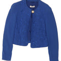 MARELLA Womens Crop 1 Button Blazer Jacket UK 14 Large  Blue Floral Vintage Marella and Second-Hand Marella from Messina Hembry 