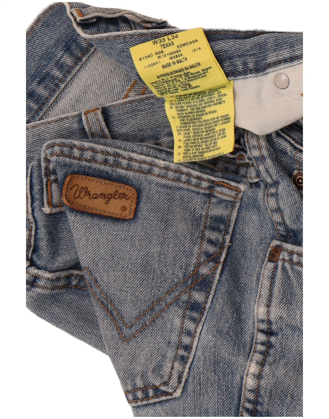 Wrangler muške teksaške ravne traperice W33 L34 plavi pamuk