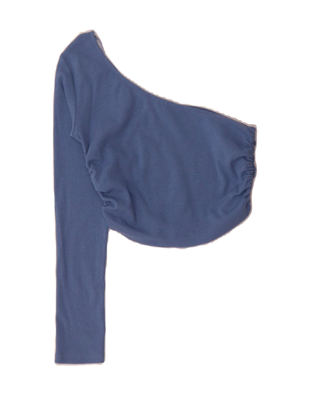 ZARA Womens Crop One Shoulder Top UK 14 Large Blue Cotton Vintage Zara and Second-Hand Zara from Messina Hembry 