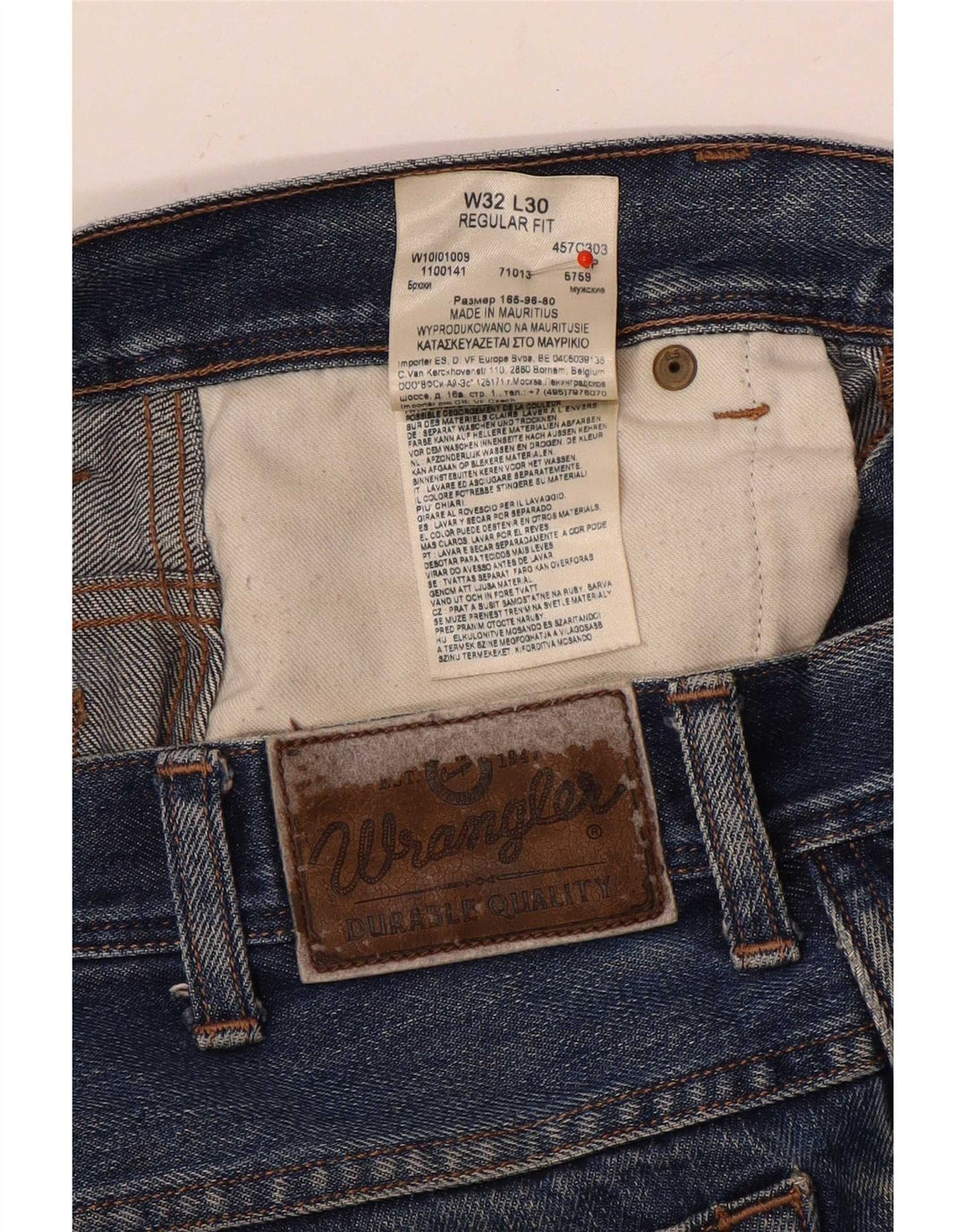Wrangler muške ravne traperice regularnog kroja W32 L27 plavi pamuk