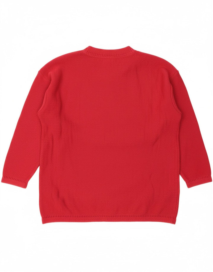 EDDIE BAUER Womens Longline Crew Neck Jumper Sweater UK 14 Medium Red Vintage Eddie Bauer and Second-Hand Eddie Bauer from Messina Hembry 
