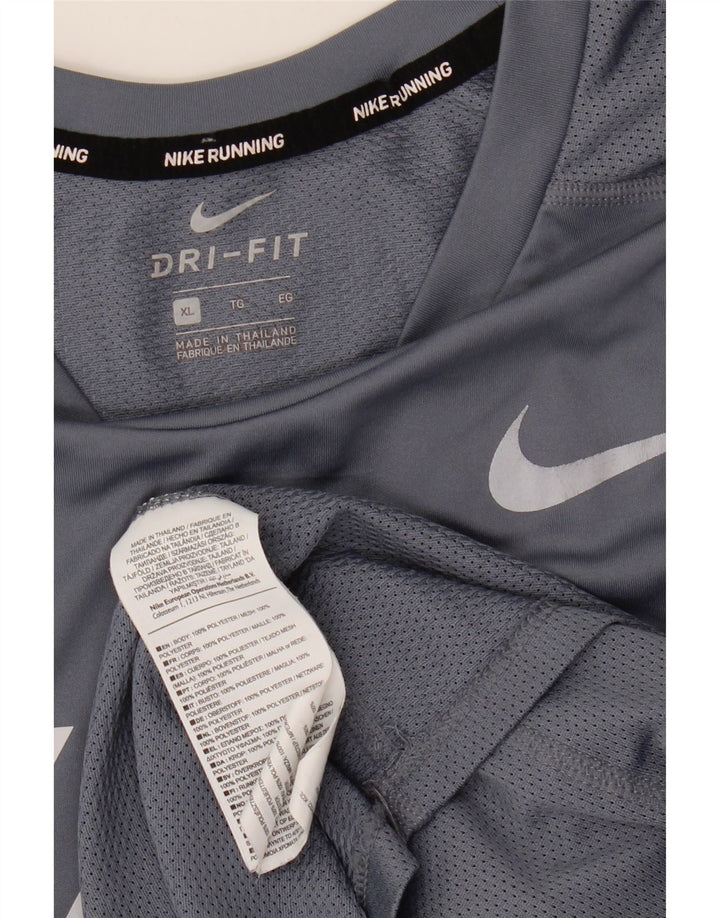 Nike Dri Fit Graphic majica kratkih rukava XL sivi prugasti poliester