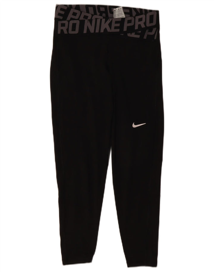 NIKE Ženske Dri Fit Graphic Leggings UK 10 Male crne poliesterske