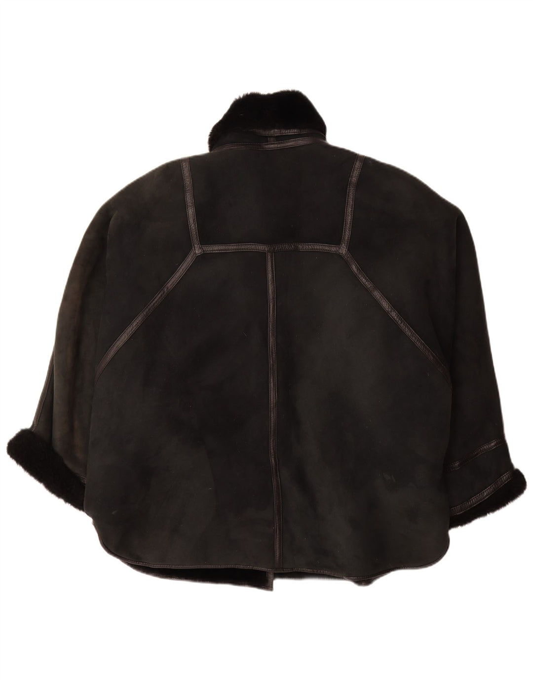 VINTAGE ženski preveliki kaput od šišmiša IT 44 Srednje crne šištre