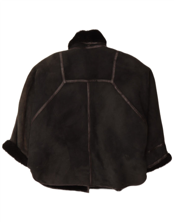 VINTAGE ženski preveliki kaput od šišmiša IT 44 Srednje crne šištre