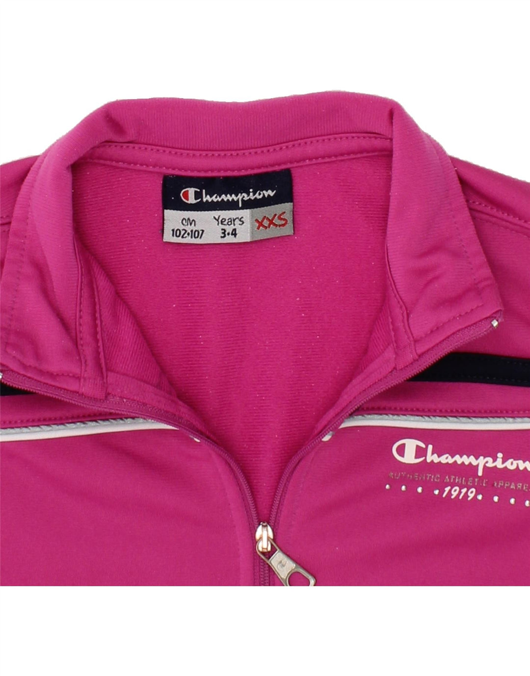 CHAMPION Girls Tracksuit Top Jacket 3-4 Years 2XS Pink Polyester Vintage Champion and Second-Hand Champion from Messina Hembry 