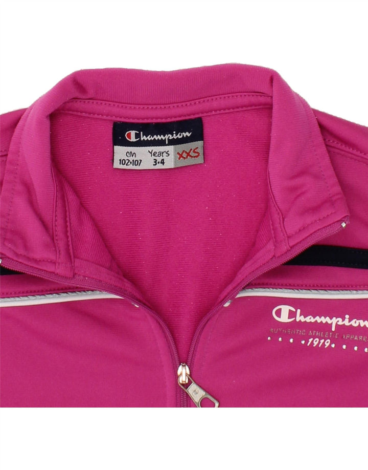 CHAMPION Girls Tracksuit Top Jacket 3-4 Years 2XS Pink Polyester Vintage Champion and Second-Hand Champion from Messina Hembry 