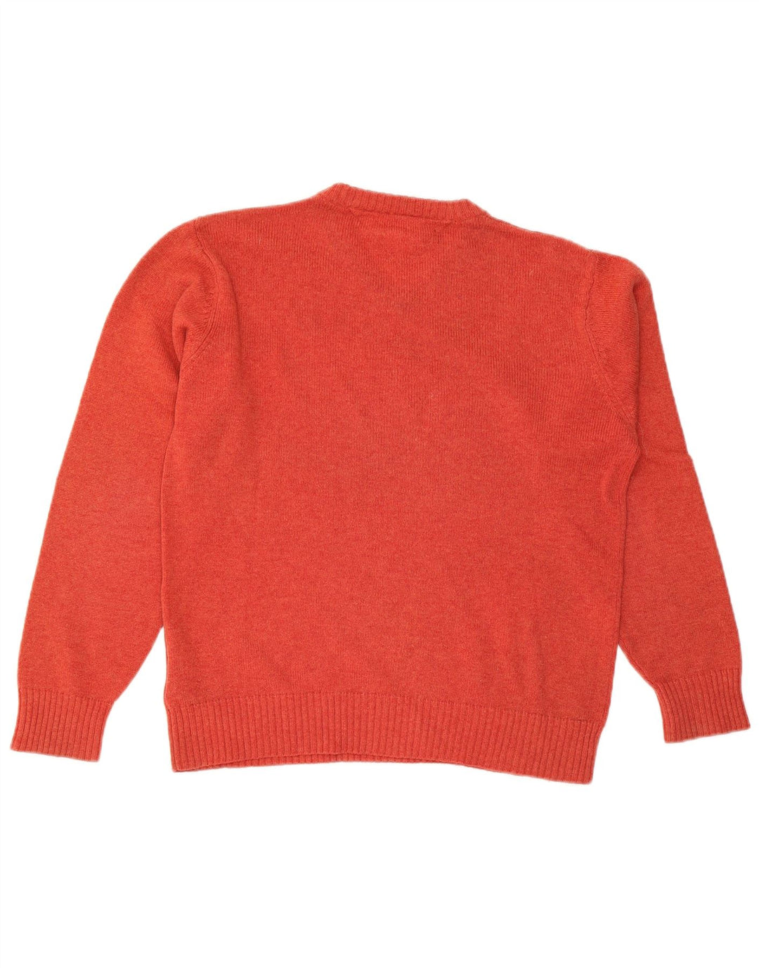 TOMMY HILFIGER Mens V-Neck Jumper Sweater Large Orange Lambswool