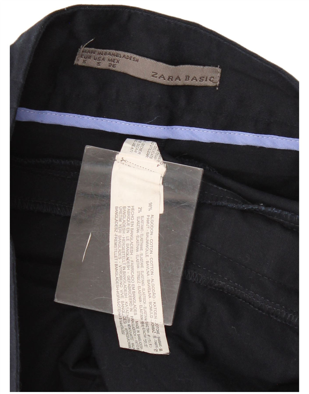 Zara ženska ravna suknja mala W26 tamnoplavi pamuk