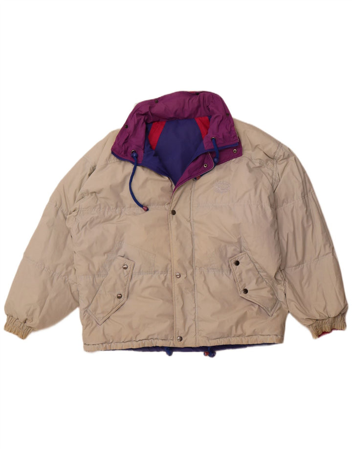 VINTAGE ženska dvokrevetna jakna s kapuljačom, veliki poliester u bež boji