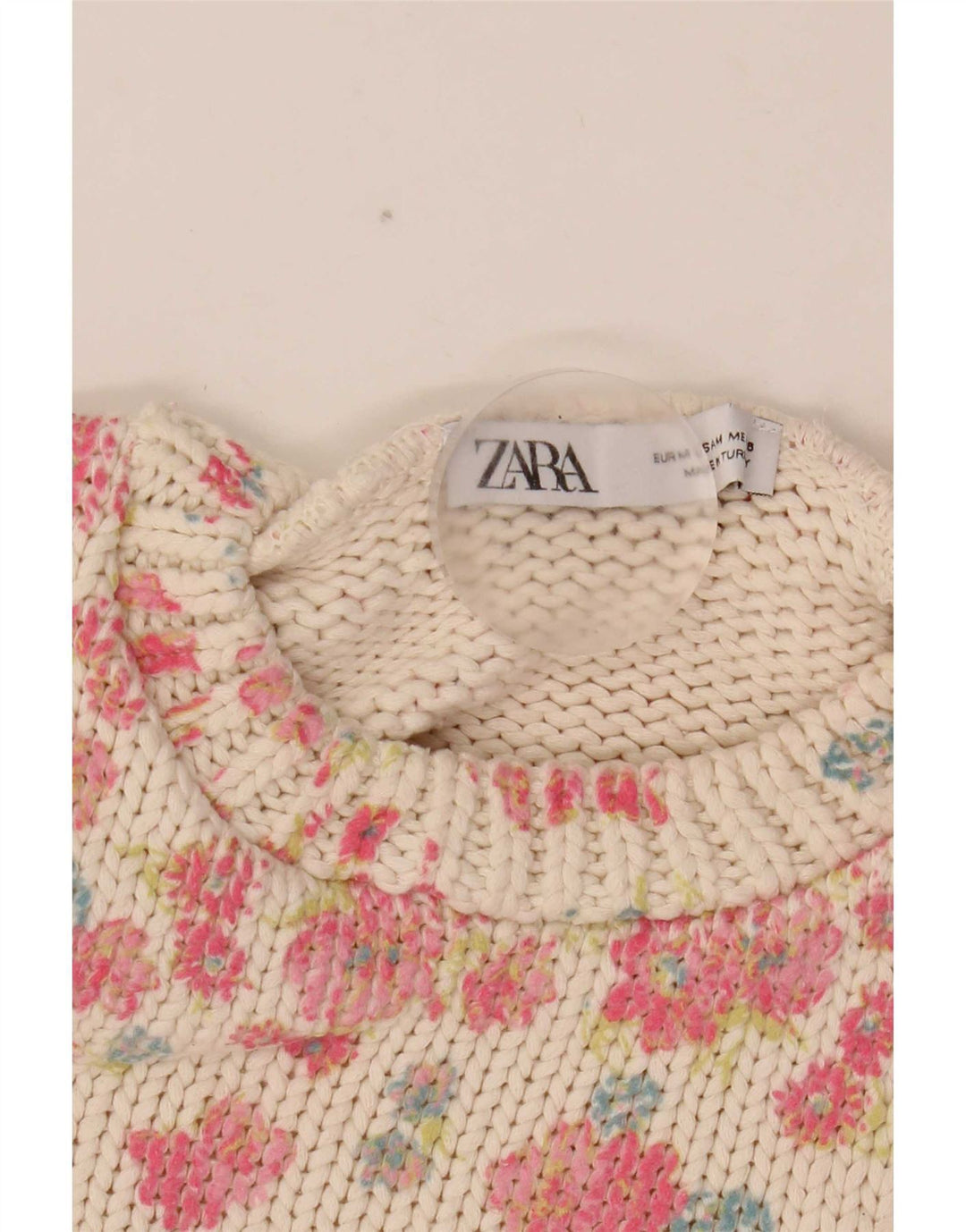 Zara ženski kratki prsluk bez rukava UK 12 Srednje bijeli cvjetni poliester