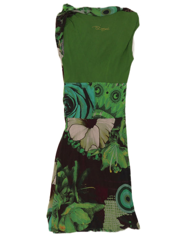 Desigual ženska grafička haljina A-kroja bez rukava UK 6 XS zelena geometrijska
