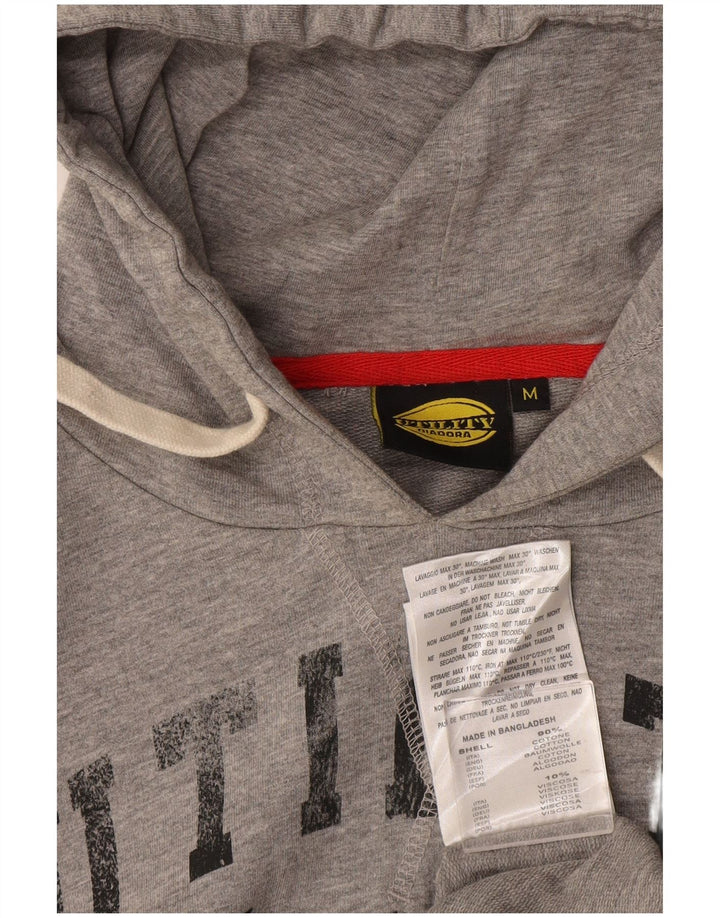 Diadora Mens Graphic Hoodie Jumper Medium Grey Cotton