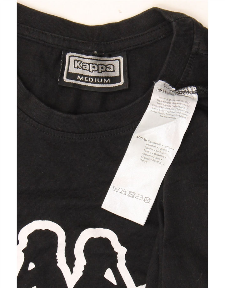 KAPPA Mens Graphic T-Shirt Top Medium Black Cotton Vintage Kappa and Second-Hand Kappa from Messina Hembry 