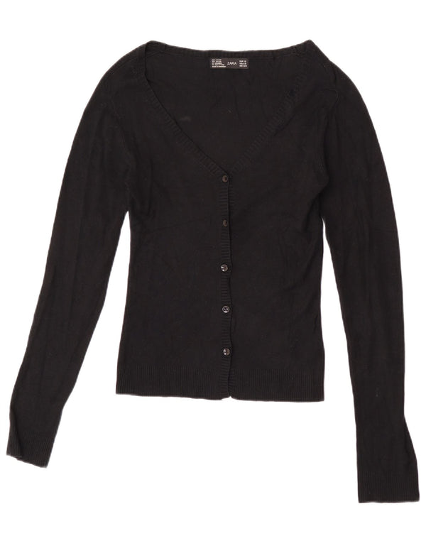 Zara ženski kratki kardigan pulover UK 8 Small Black Rayon