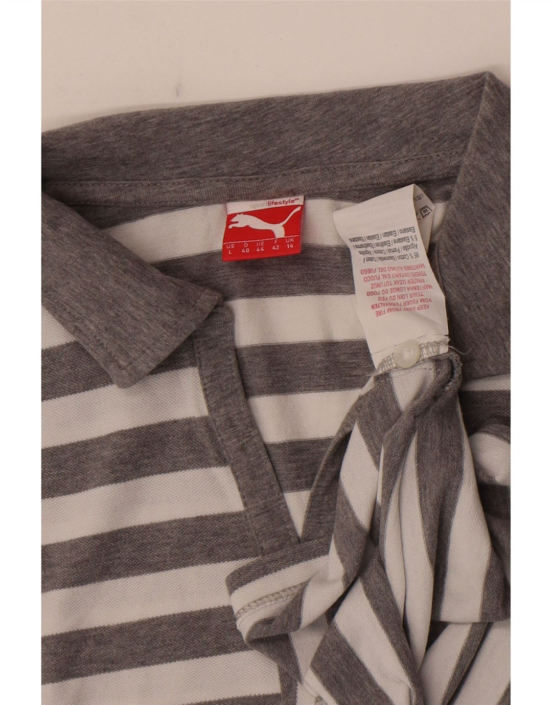 Puma ženska polo majica UK 14 pamuk srednje sive pruge