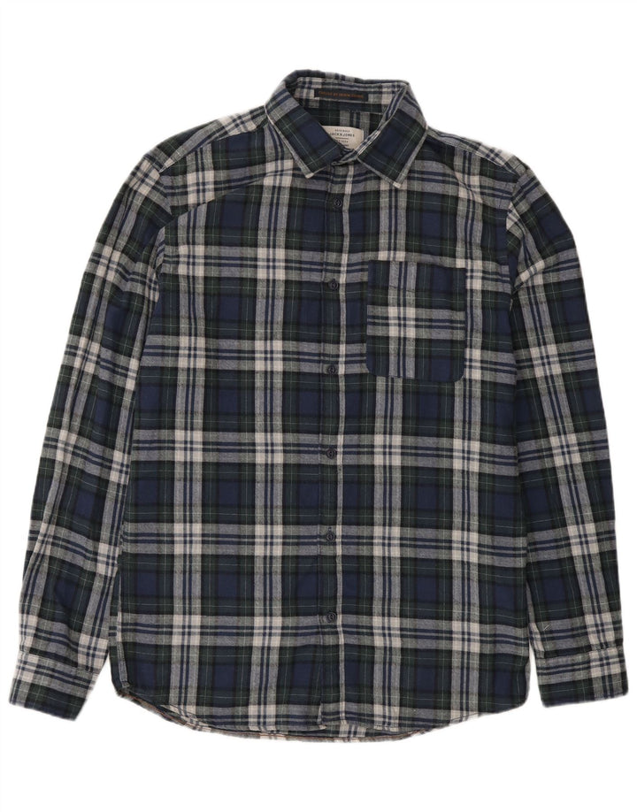Jack & Jones muška košulja od flanela Srednje tamnoplava karirana pamuk
