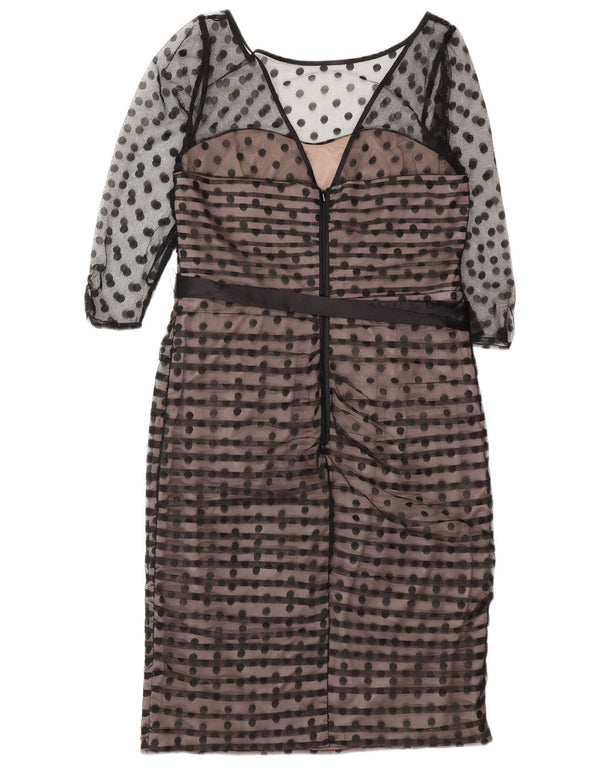 Coast Womens 3/4 Sleeve Sheath Dress UK 14 Medium Black Polka Dot Polyester
