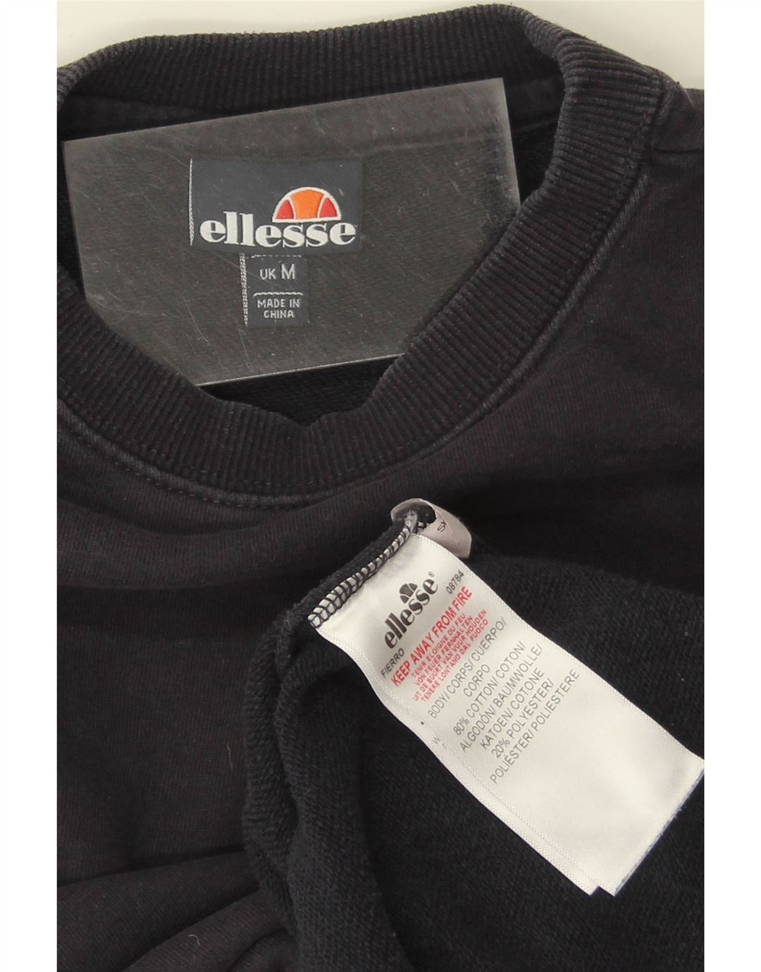 ELLESSE Mens Graphic Sweatshirt Jumper Medium Navy Blue Cotton