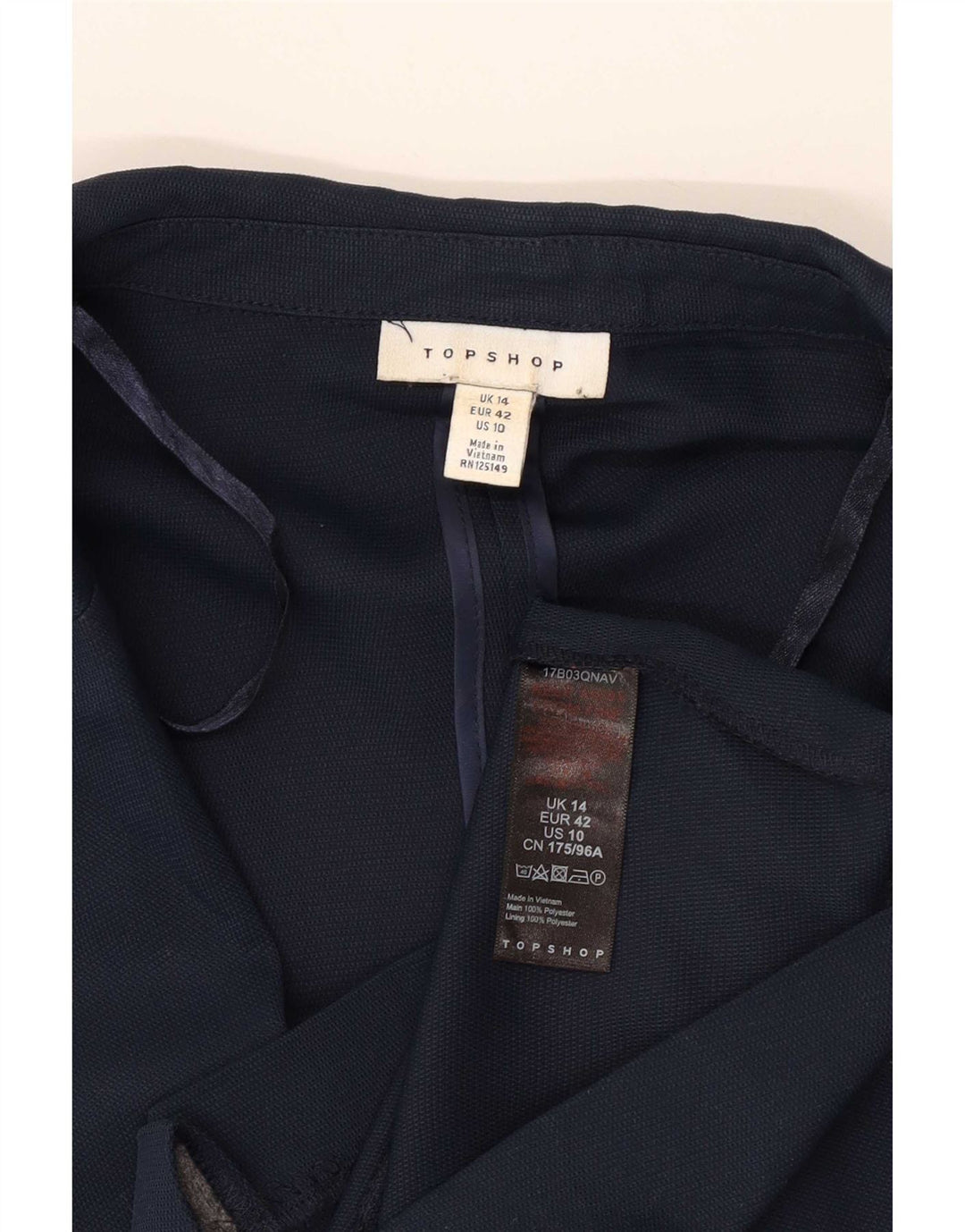 Topshop Ženska jakna s jednim gumbom UK 14 Veliki tamnoplavi poliester