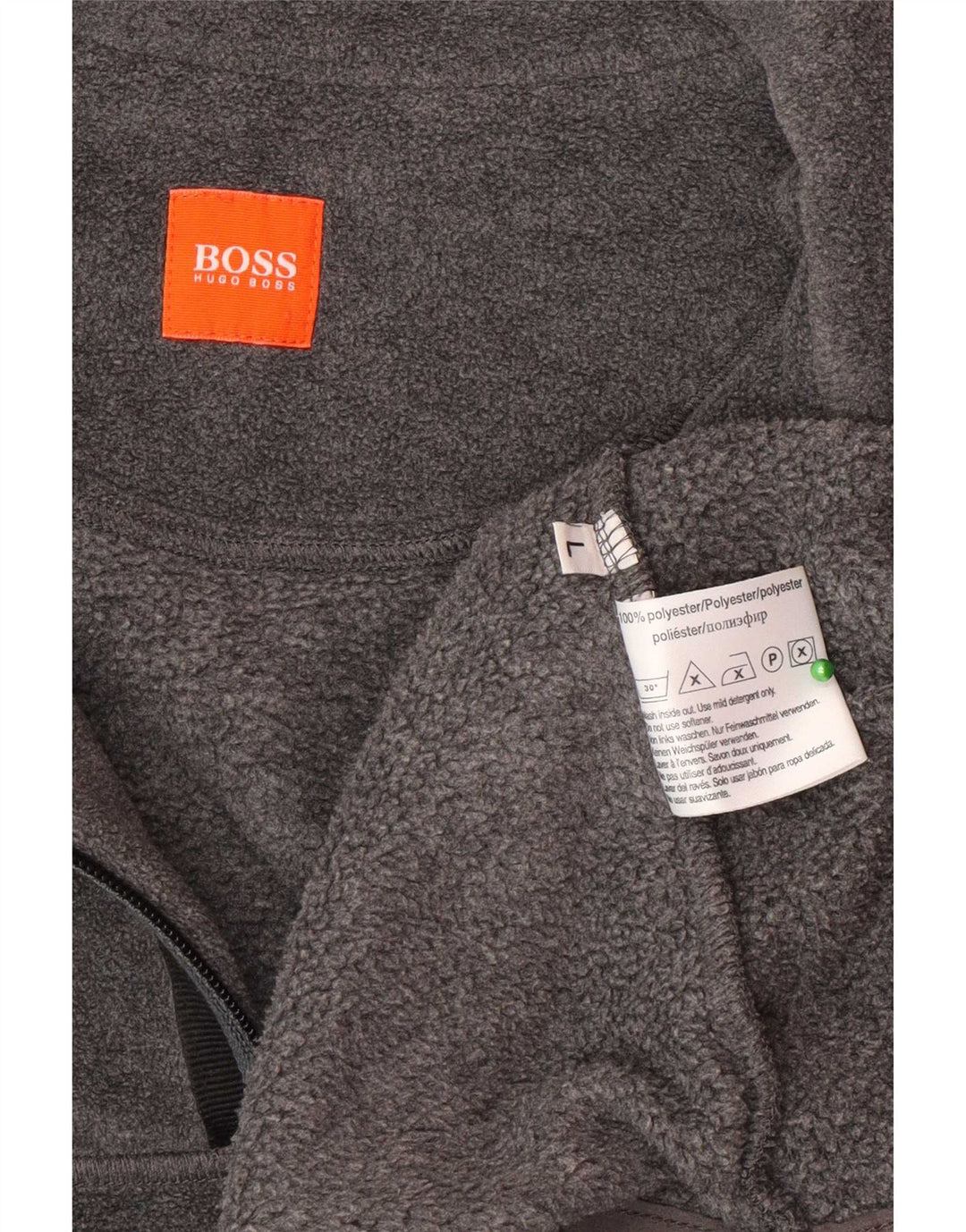 Hugo Boss Muški džemper od flisa s patentnim izrezom Veliki sivi poliester
