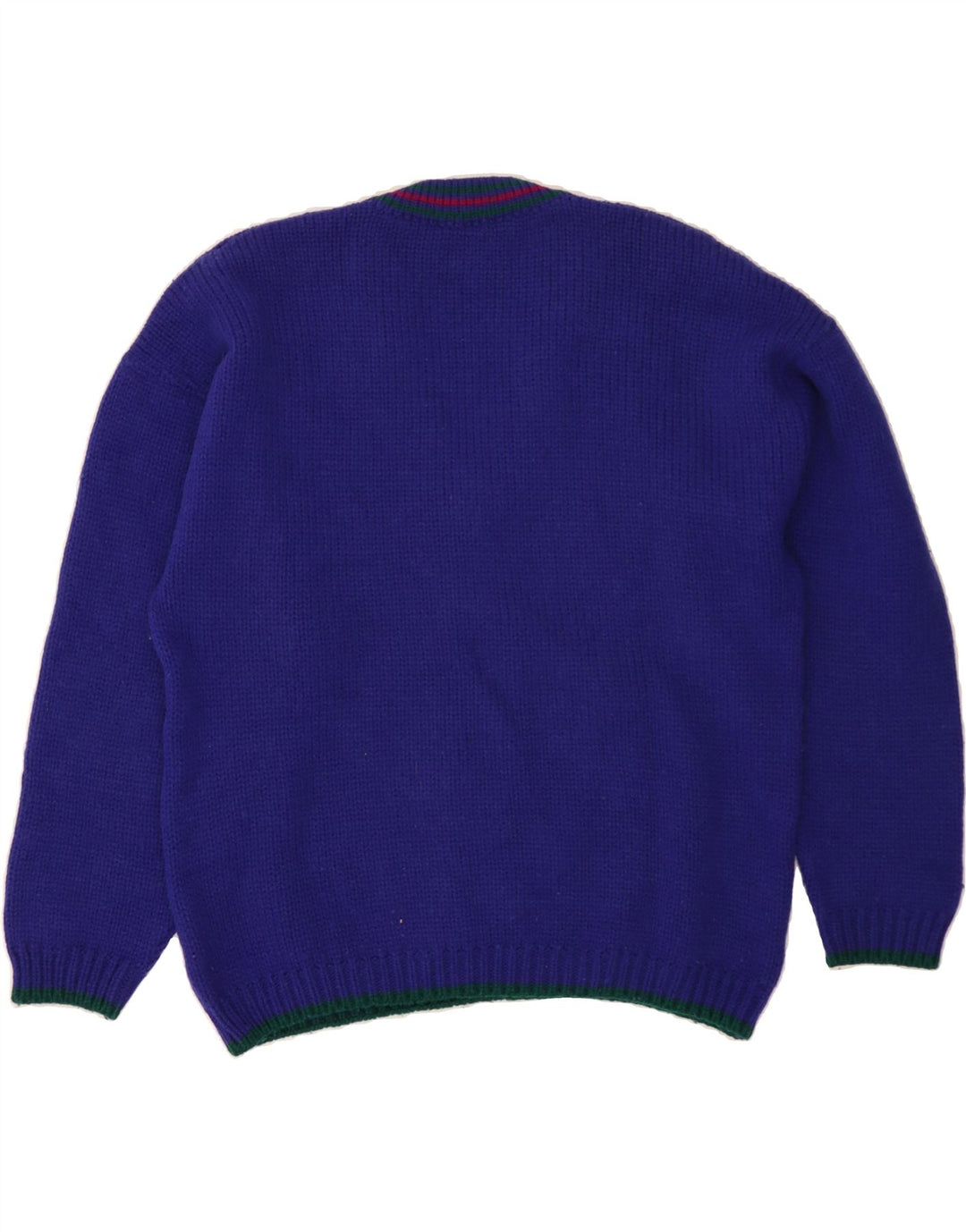 FOXHOUND Mens Graphic V-Neck Jumper Sweater Medium Purple Wool Vintage Foxhound and Second-Hand Foxhound from Messina Hembry 