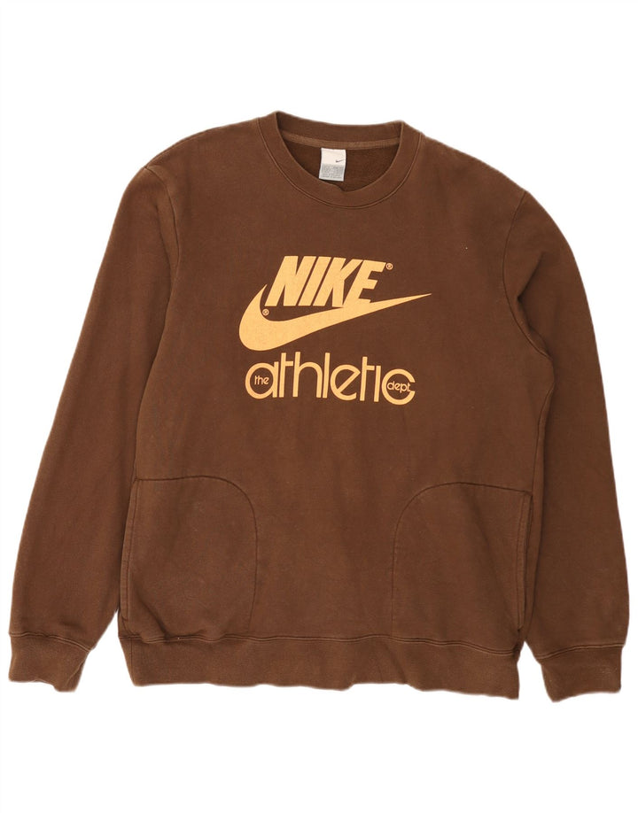 Nike muški džemper s grafičkim motivima UK 39/41 srednje smeđi pamuk
