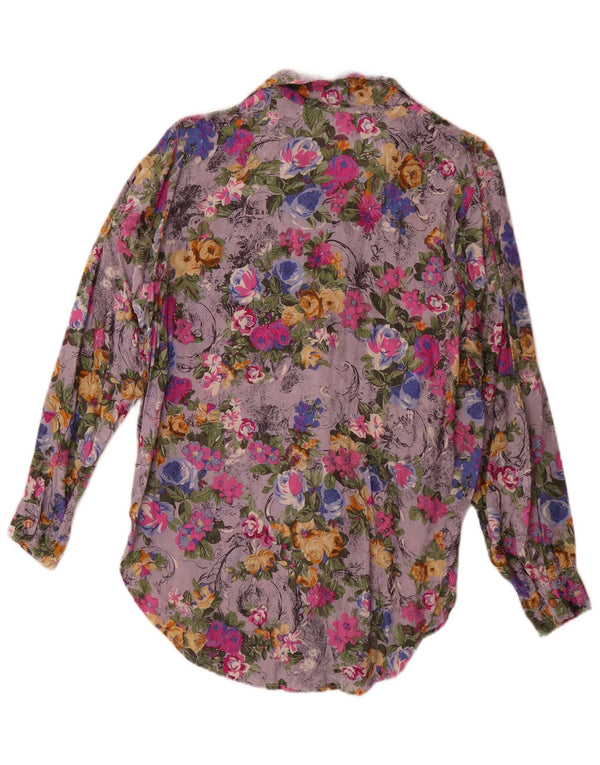 Vintage ženska košulja bluza UK 14 velikih raznobojnih cvjetova