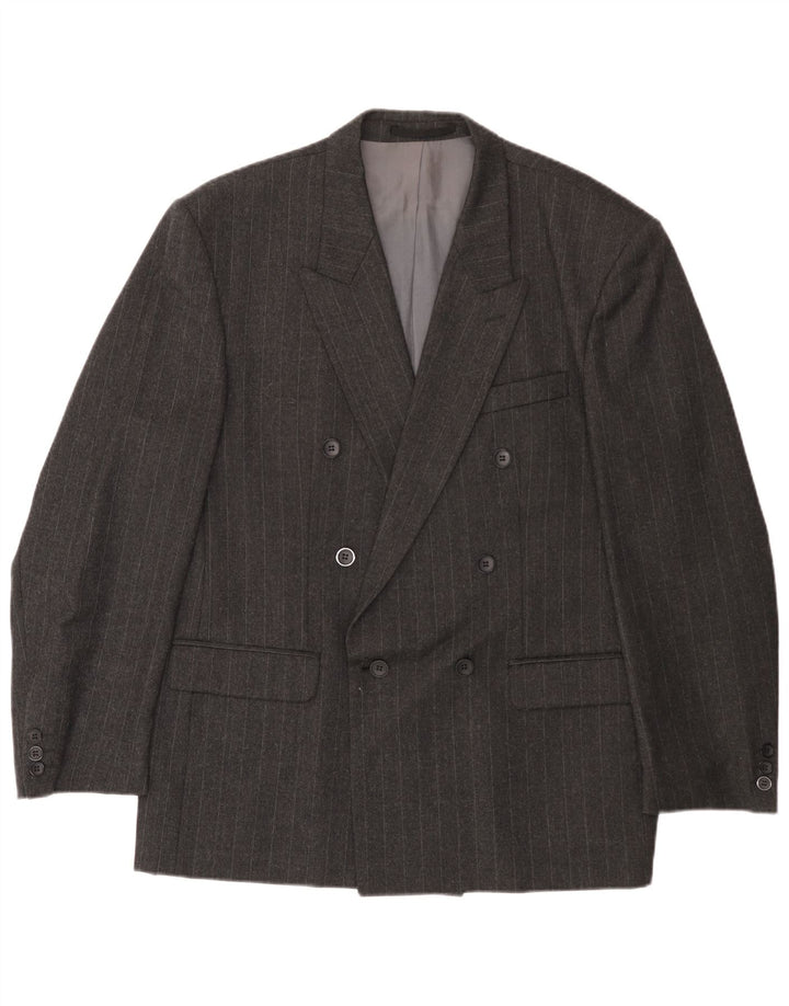 Vintage muški blejzer sako s dvostrukim kopčanjem EU 54 2XL od vune u sive pruge