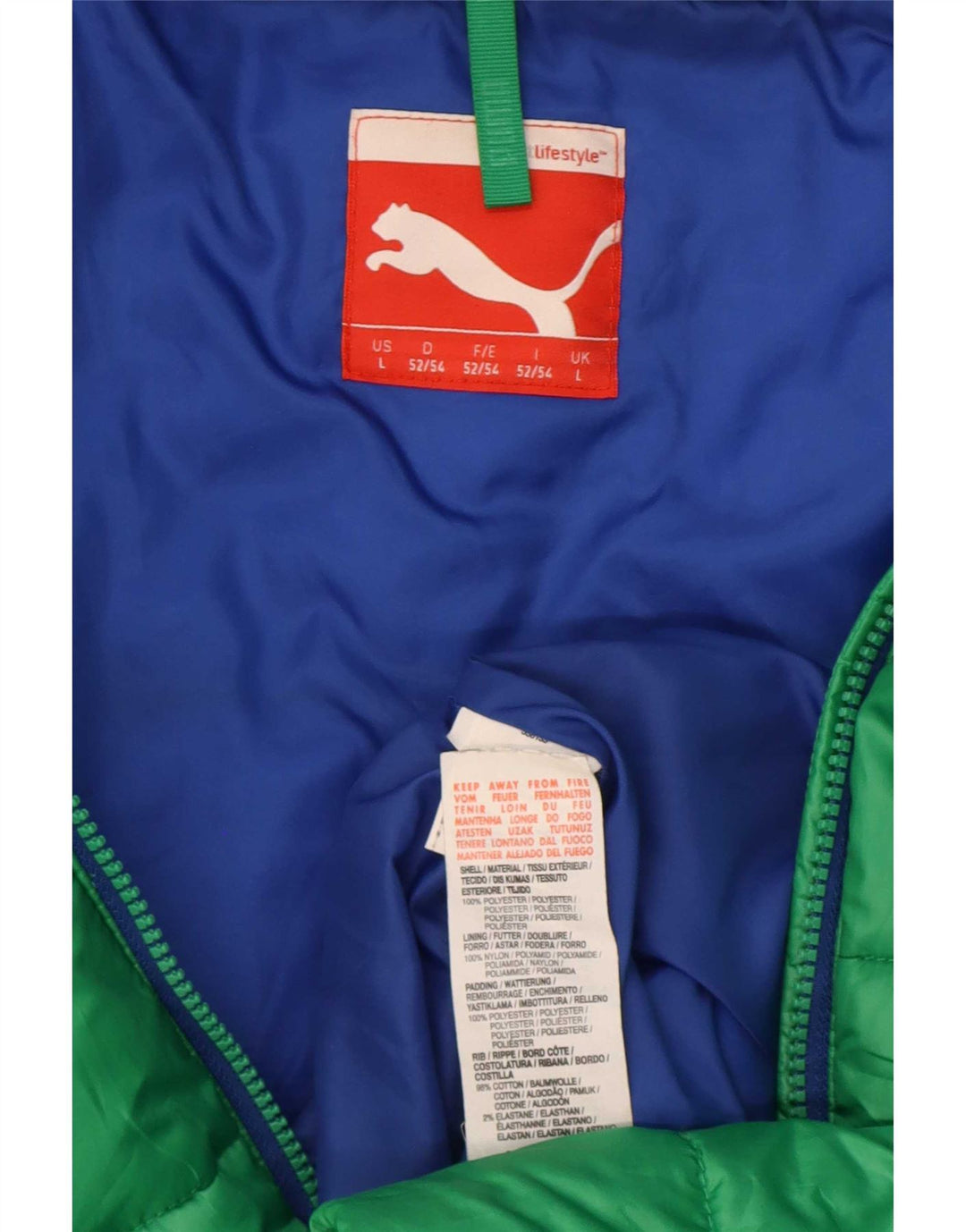 Puma muška podstavljena jakna s kapuljačom UK 40 Large Green Colourblock poliester