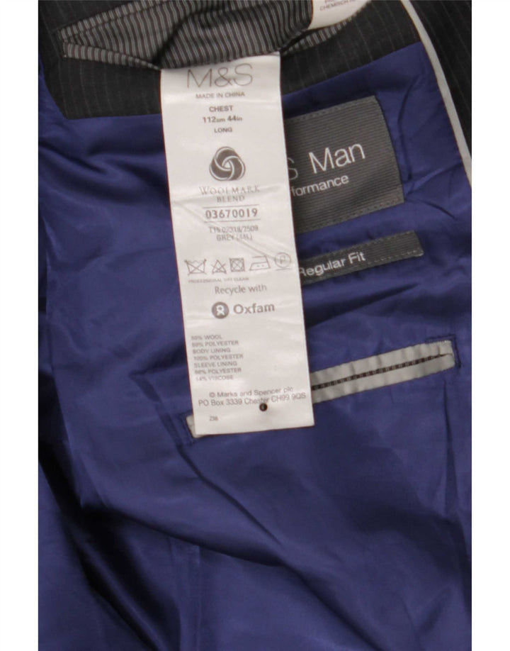 Marks & Spencer muški dugi sako sa 2 gumba UK 44 XL siva prugasta