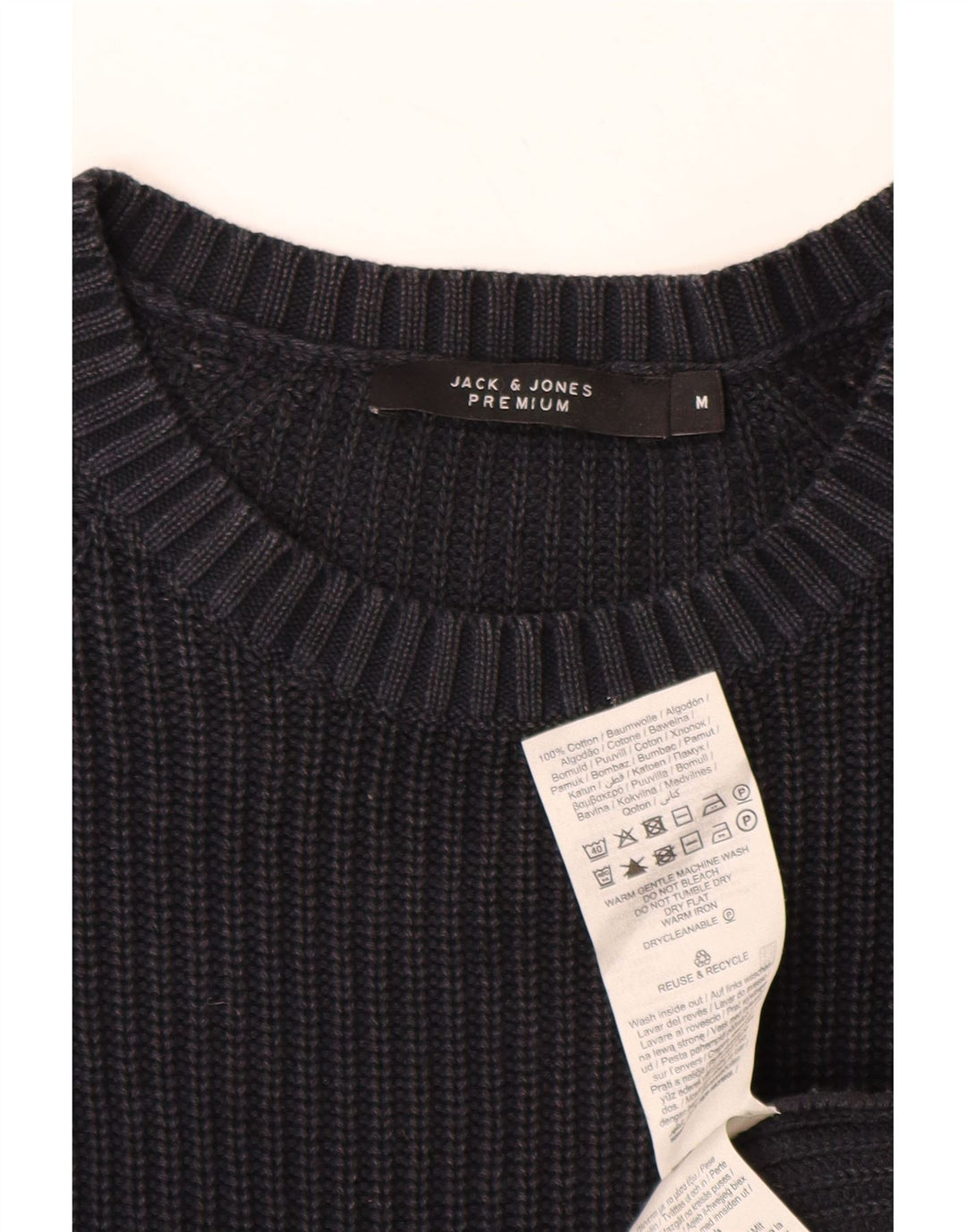 JACK & JONES Muški džemper s okruglim izrezom Srednji tamnoplavi pamuk