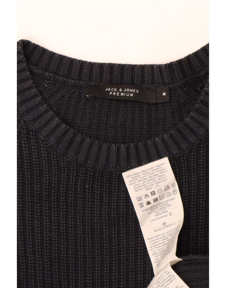 JACK & JONES Muški džemper s okruglim izrezom Srednji tamnoplavi pamuk