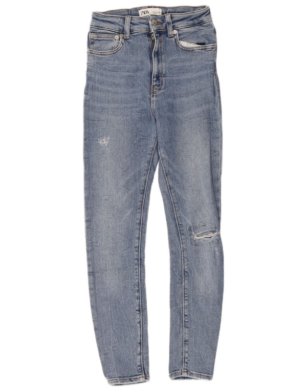 Zara Womens Distressed Skinny Jeans EU 36 XS W26 L26 Blue