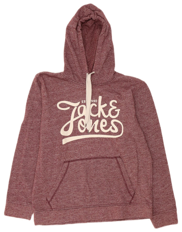 Jack & Jones muška majica s kapuljačom s kapuljačom XL tamnocrveni pjegavi poliester