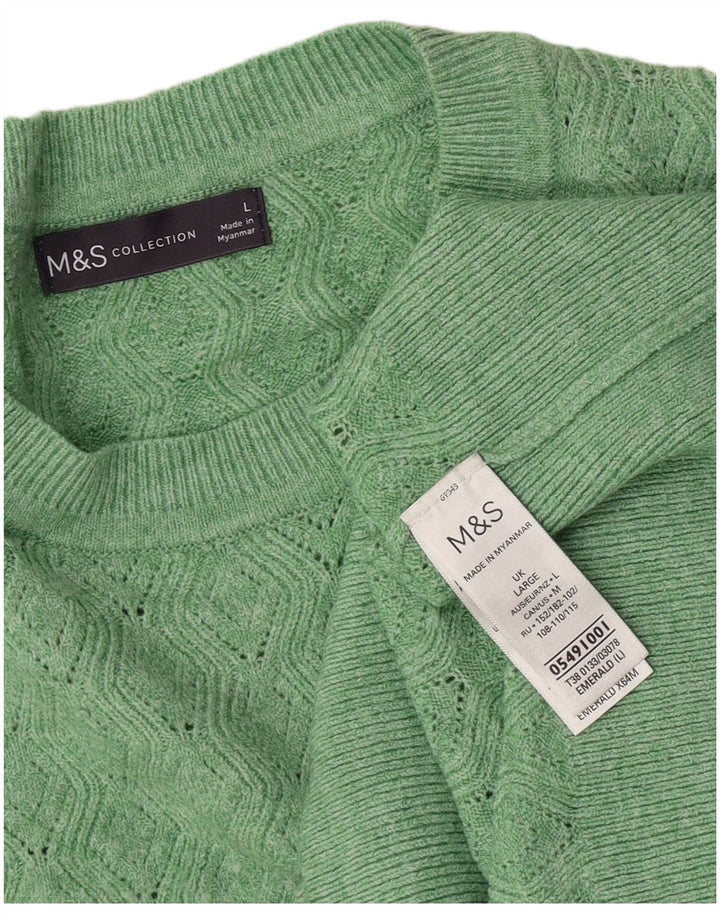 Marks & Spencer ženski džemper s okruglim izrezom UK 16 veliki zeleni poliester