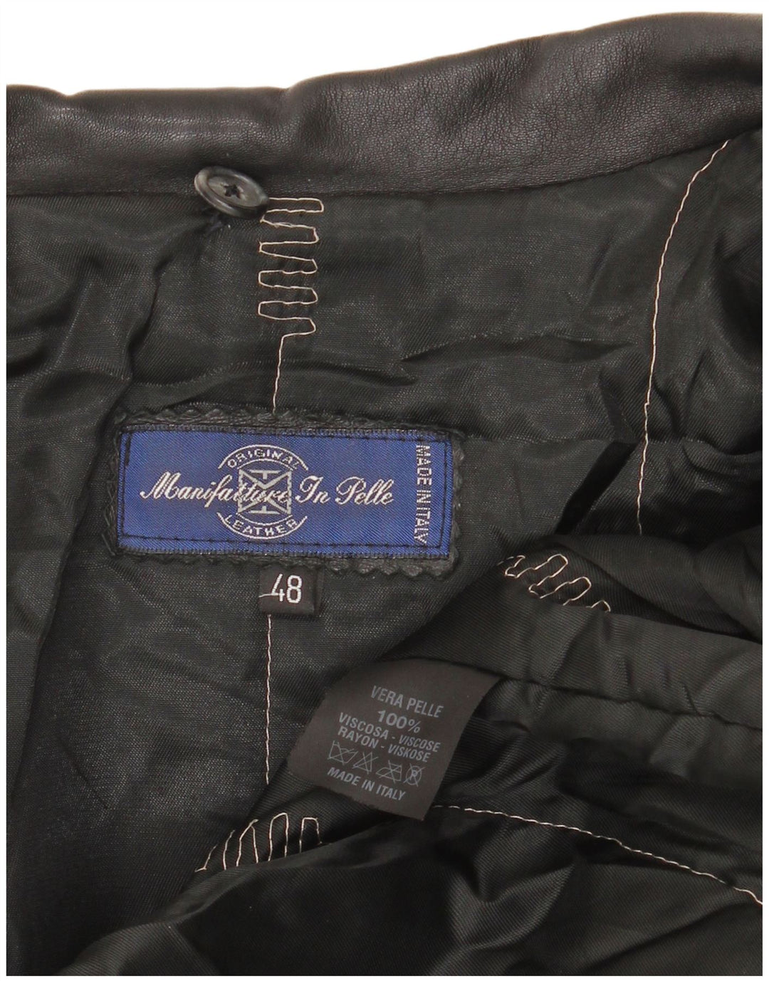 Vintage ženski preveliki kožni kaput IT 48 XL crna koža