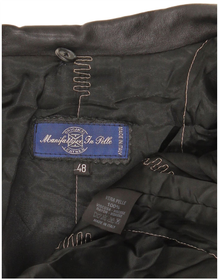 Vintage ženski preveliki kožni kaput IT 48 XL crna koža