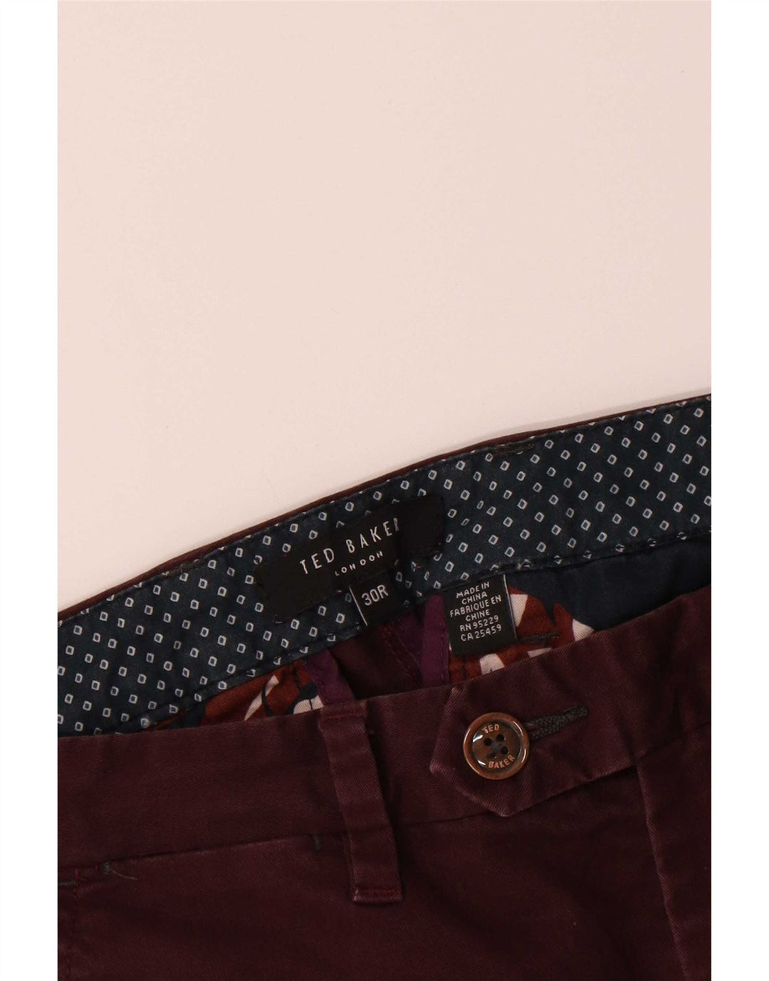Ted Baker Muške uske hlače W30 L31 Smeđi pamuk