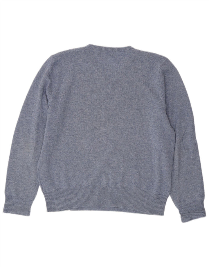 POLO RALPH LAUREN Muški džemper s V-izrezom XL plava janjeća vuna s pjegama