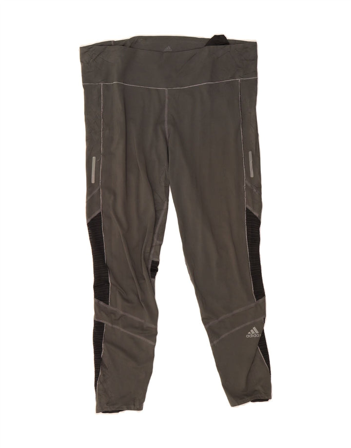 ADIDAS Womens Climacool Leggings UK 16/18 Large Grey Colourblock Vintage Adidas and Second-Hand Adidas from Messina Hembry 