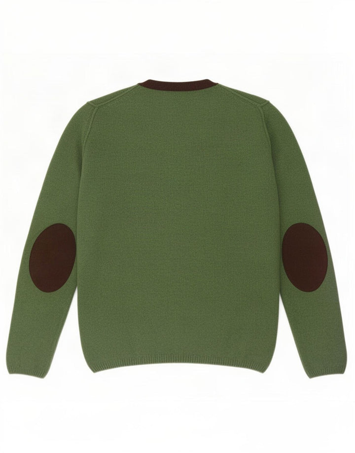 Veliki zeleni vuneni muški džemper s okruglim izrezom Fred Perry