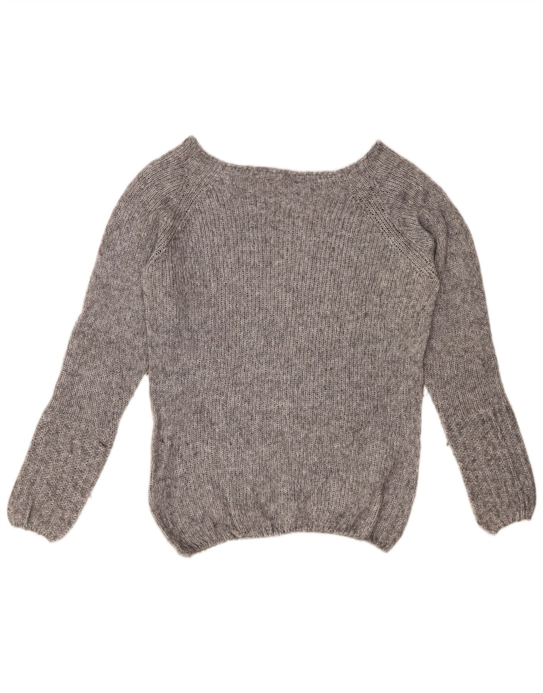 FRED PERRY Ženski džemper s morskim izrezom UK 14 Srednje sivi s pjegama